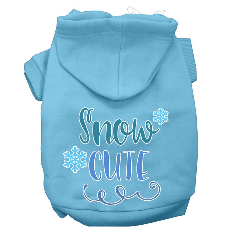 Snow Cute Screen Print Dog Hoodie Baby Blue XL